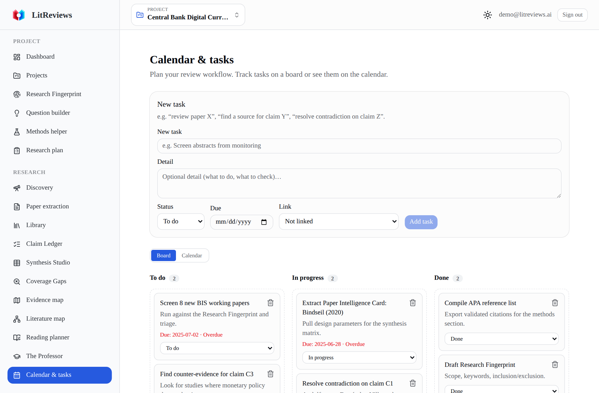 Calendar & tasks